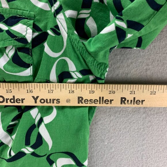 Liz Claiborne Womens Shirt Large Green Blue Button Up‎ Lightweight Nautical - Picture 9 of 12